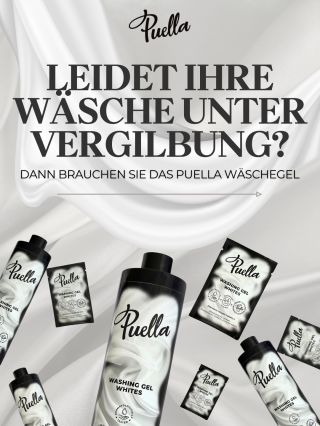 Entdecken Sie das weiße Wäschegel von Puella – strahlende Sauberkeit, effektive Fleckentfernung und schonende Pflege für...